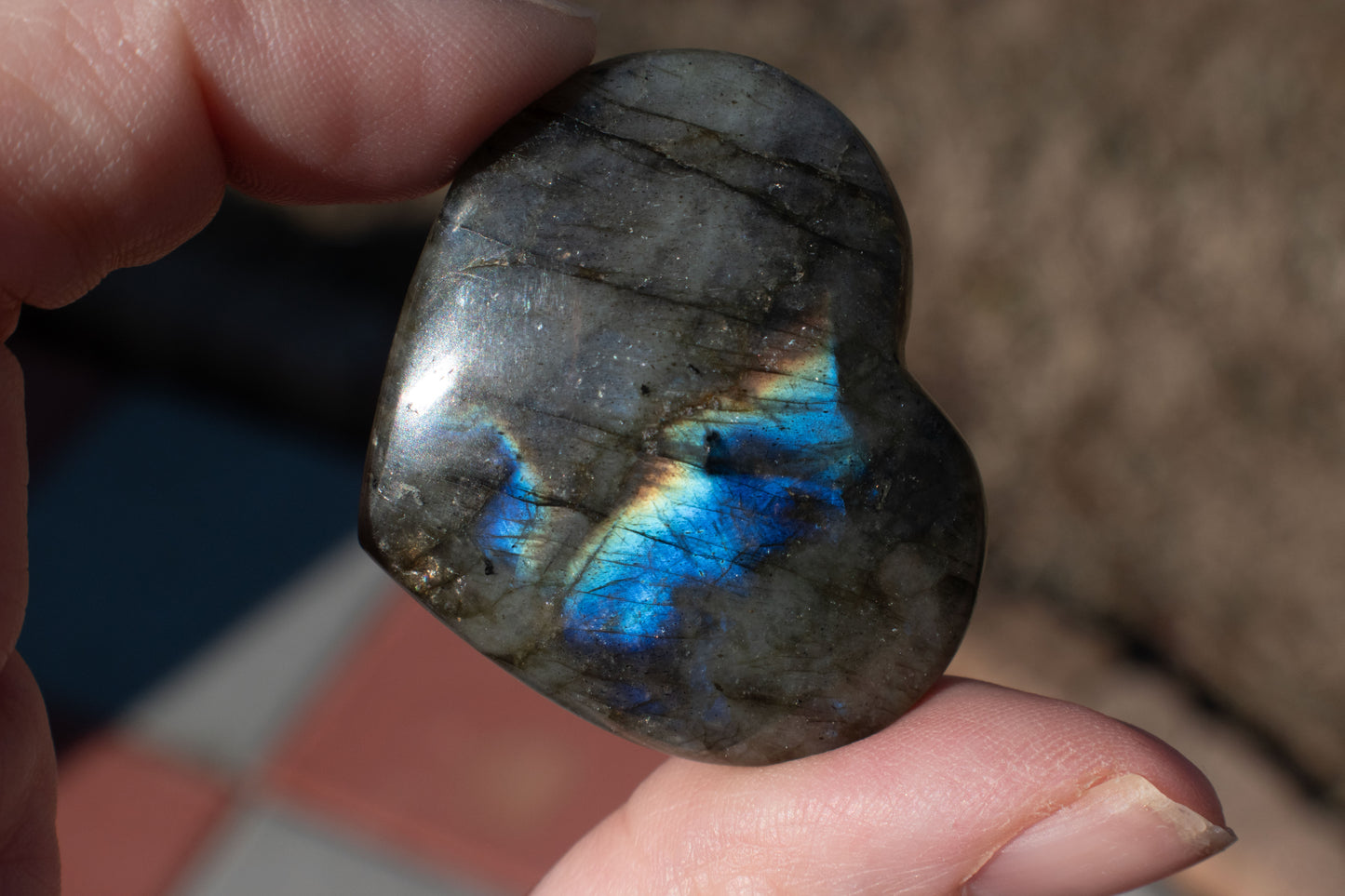 Labradorite Crystal Hearts